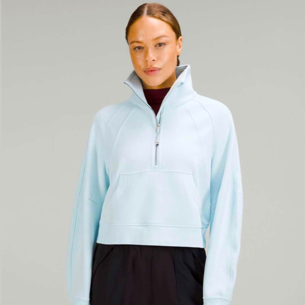 Lululemon Scuba Oversized Funnel-Neck Half Zip in Powder Blue